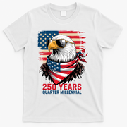 America USA 250 Years Quarter Millennial Eagle T-Shirt - White
