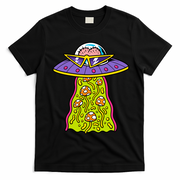 Alien UFO Funky Mushrooms Sci-Fi Fans T-Shirt - Black