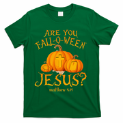 Are You Fall O Ween Jesus Christian Halloween Pumpkin T-Shirt - Green
