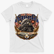 Big Boy 4014 Train 4th Of July US Flag Vintage  T-Shirt - White
