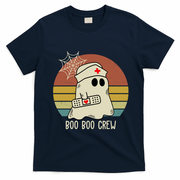 Boo Boo Crew Nurse Halloween Nurse Retro T-Shirt - Navy Blue