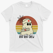 Boo Boo Crew Nurse Halloween Nurse Retro T-Shirt - White