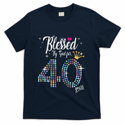 Blessed By God For 40 Years 40th Birthday Anniversary T-Shirt - Navy