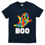 Building Blocks Ghost Boo Master Builder Halloween Costume T-Shirt - Navy Blue