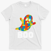 Building Blocks Ghost Boo Master Builder Halloween Costume T-Shirt - White