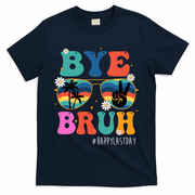Bye Bruh Happy Last Day Of School Retro Hippie T-Shirt - Navy