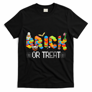Block Building Halloween Brick Or Treat Master Builder T-Shirt - Black