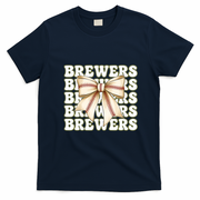 Brewers Bow Tie Sports Fan Retro Game Day T-Shirt - Navy Blue