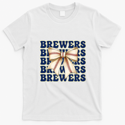 Brewers Bow Tie Sports Fan Retro Game Day T-Shirt - White