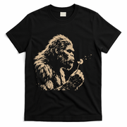 Bigfoot Blowing Wishes Funny Sasquatch Dandelion T-Shirt - Black