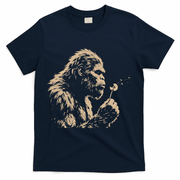 Bigfoot Blowing Wishes Funny Sasquatch Dandelion T-Shirt - Navy