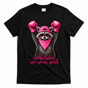 Breast Cancer Awareness In October We Wear Pink Raccoon T-Shirt - Black