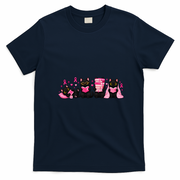 Breast Cancer Book Lover Cats T-Shirt - Navy Blue