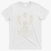 Black Cat Goth Kitten Halloween Skulls Rose Mom Dad T-Shirt - White
