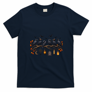 Black Crow Halloween Scary Witch T-Shirt - Navy Blue
