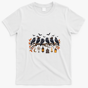 Black Crow Halloween Scary Witch T-Shirt - White