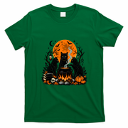 Black Cats Halloween Night Cauldron And Pumpkin T-Shirt - Irish Green