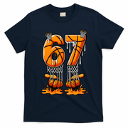Basketball Drip 67 Six Seven Funny 6-7 Gen Alpha Meme T-Shirt - Navy Blue