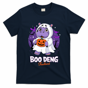 Boo Deng Halloween Costume Cute Baby Hippo Moo Deng Funny T-Shirt - Navy Blue