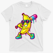 Banana Drip Ice Cream Baseball T-Shirt - White