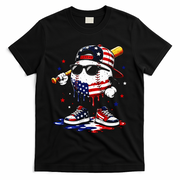 Baseball Drip Ice Cream 4th Of July American USA T-Shirt - Black