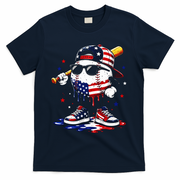 Baseball Drip Ice Cream 4th Of July American USA T-Shirt - Navy
