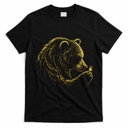 Bear Embracing Butterfly Nature Wildlife T-Shirt - Black