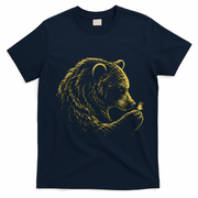 Bear Embracing Butterfly Nature Wildlife T-Shirt - Navy Blue