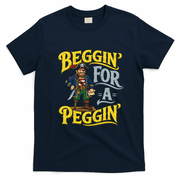 Beggin' For A Peggin' Pirate Humor T-Shirt - Navy Blue