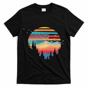 Birds Flying Over Sunset T-Shirt - Black