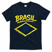 Brasil Graphic Fag Soccer Lovers And Fans T-Shirt - Navy