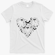 Boo Ghost Heart Halloween Festive T-Shirt - White
