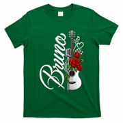 Bruno Guitar Red Roses Floral Music Concert T-Shirt - Irish Green