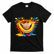 Baseball Glove Splatter Ice Cream Drip T-Shirt - Black