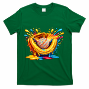 Baseball Glove Splatter Ice Cream Drip T-Shirt - Green