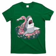 Beach Gone Wild Flamingo Shark T-Shirt - Green