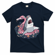 Beach Gone Wild Flamingo Shark T-Shirt - Navy