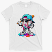Baseball Happy Colorful Polka Dot Day Ice Cream Drip T-Shirt - White