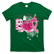 Boo Halloween Pumpkin Pink Ribbon Witch Ghost Breast Cancer T-Shirt - Irish Green
