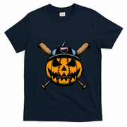 B.A.S.E.B.A.L.L Home Plate Drip Halloween Pumpkin T-Shirt - Navy Blue