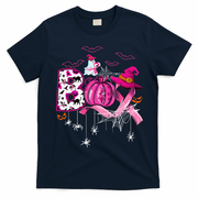 Boo Halloween Pumpkin P.Ink Ribbon Witch Breast Cancer Gift T-Shirt - Navy Blue