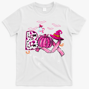 Boo Halloween Pumpkin P.Ink Ribbon Witch Breast Cancer Gift T-Shirt - White
