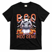 Boo I Mean Moo Deng Halloween Pygmy Hippo Gift T-Shirt - Black