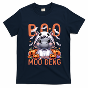 Boo I Mean Moo Deng Halloween Pygmy Hippo Gift T-Shirt - Navy Blue