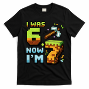 Birthday I Was 6 Now I'm 7 Year Old Pixel Gamer 6-7 Meme T-Shirt - Black