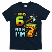 Birthday I Was 6 Now I'm 7 Year Old Pixel Gamer 6-7 Meme T-Shirt - Navy Blue