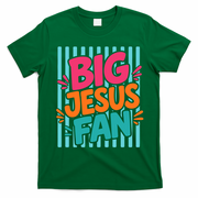 Big Jesus Fan Fun Retro Stripe Graphic Faith T-Shirt - Irish Green