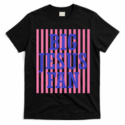 Big Jesus Fan Faith Striped T-Shirt - Black