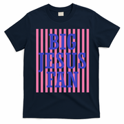Big Jesus Fan Faith Striped T-Shirt - Navy Blue
