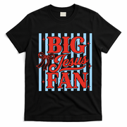 Big Jesus Fan Retro Striped T-Shirt - Black